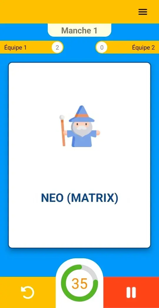 Écran de l’application DASH