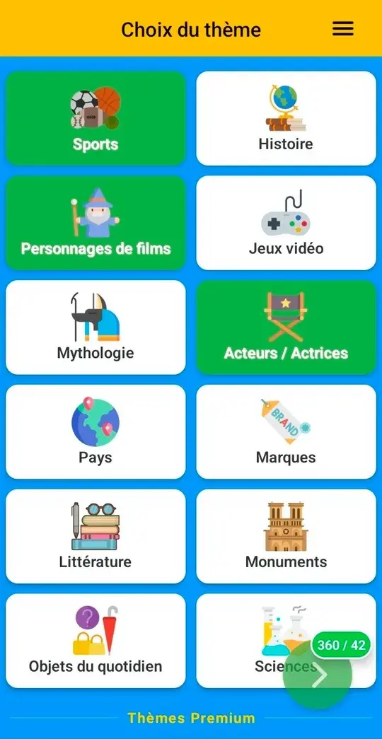 Écran de l’application DASH