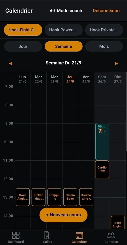 Écran de l’application Le Hook — Application